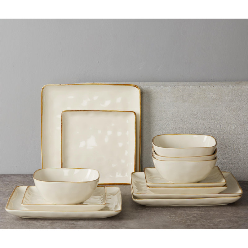 Famiware  12 Piece Stoneware Dinnerware Set - Service for 4, White