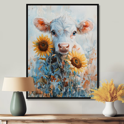 Doerschuk Cow Painting With Peonies V - Cow Wall Art