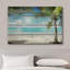 IDÉE 4 WALL - Reproduction d'art sur toile - Plage tropicale avec palmier sur fond en bois rétro - 12 po x 18 po-1271890183-1313155489