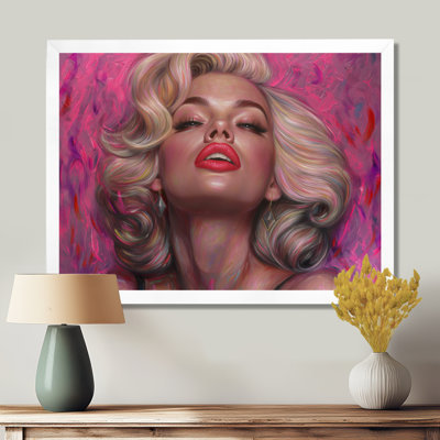 «Pink Marilyn Woman Pop Art Portrait», art mural sur toile mode femme
