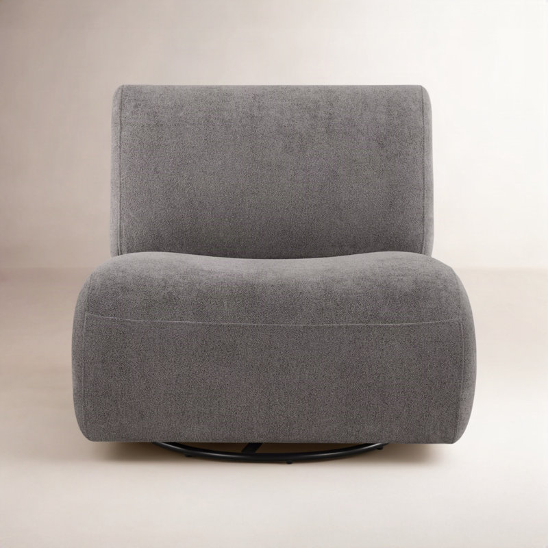 Fauteuil d'appoint pivotant rembourré Nita, Étain élite