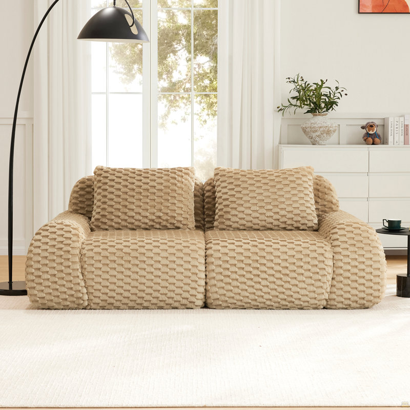 82" Modern Modular Sectional Sofa,Flannelette Fabric, Light Camel