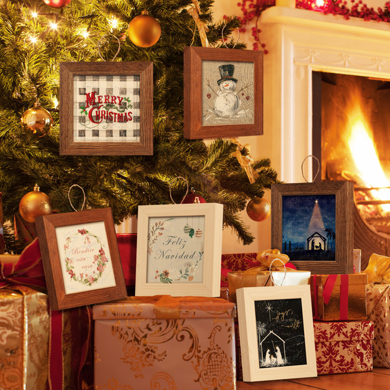 Ensemble de 6 ornements photo suspendus de Noël