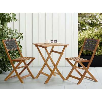 2 - Person Acacia Wood Patio Dining Set with Square Table