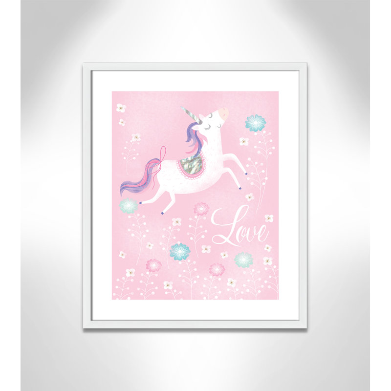«Love Unicorn», art encadré, H 24,5 po x l 20,5 po x P 1,18 po, Cadre blanc