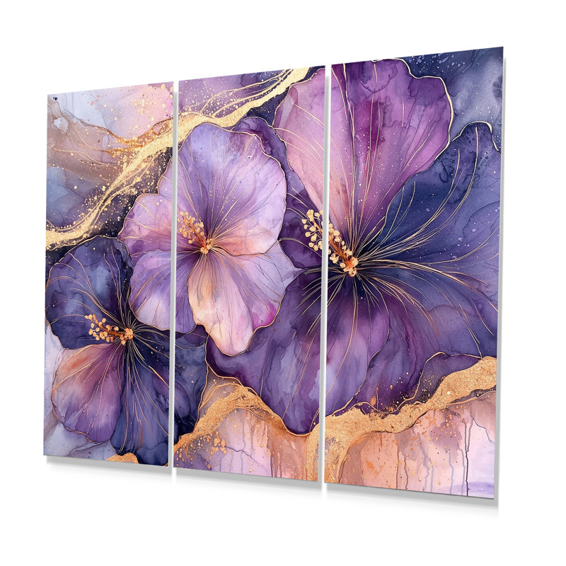 Addalynn - Ensemble de décoration murale hibiscus, H 28 po x l 36 po, Frameless Print Metal, Ne s’applique pas