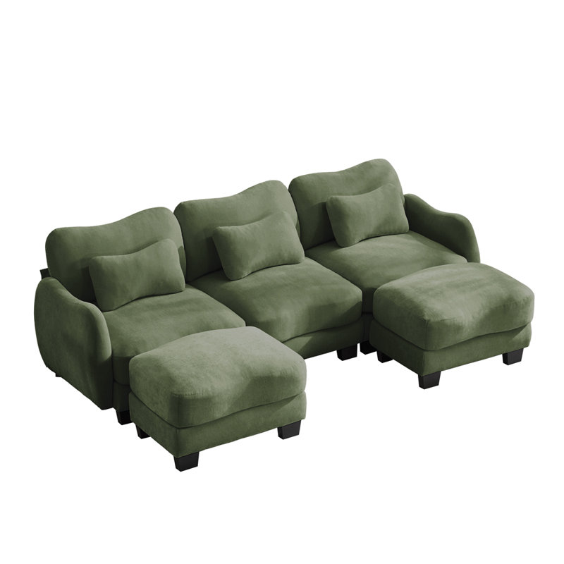Élégant canapé de conversation courbé, Green Chenille