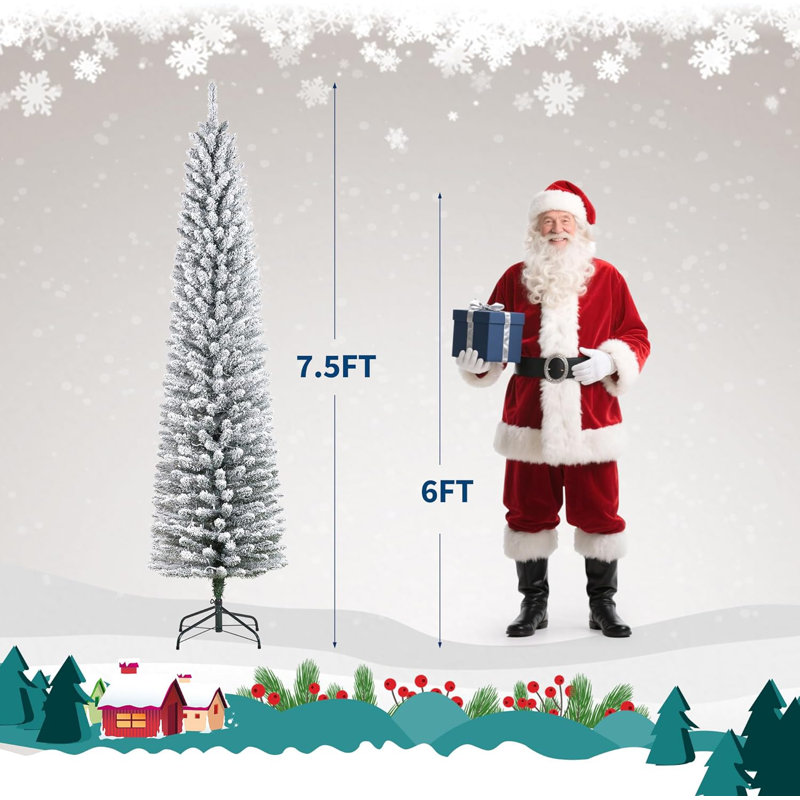 Arbre de Noël enneigé 7,5 pi avec sapin de Noël 7,5 pi, 5.8'