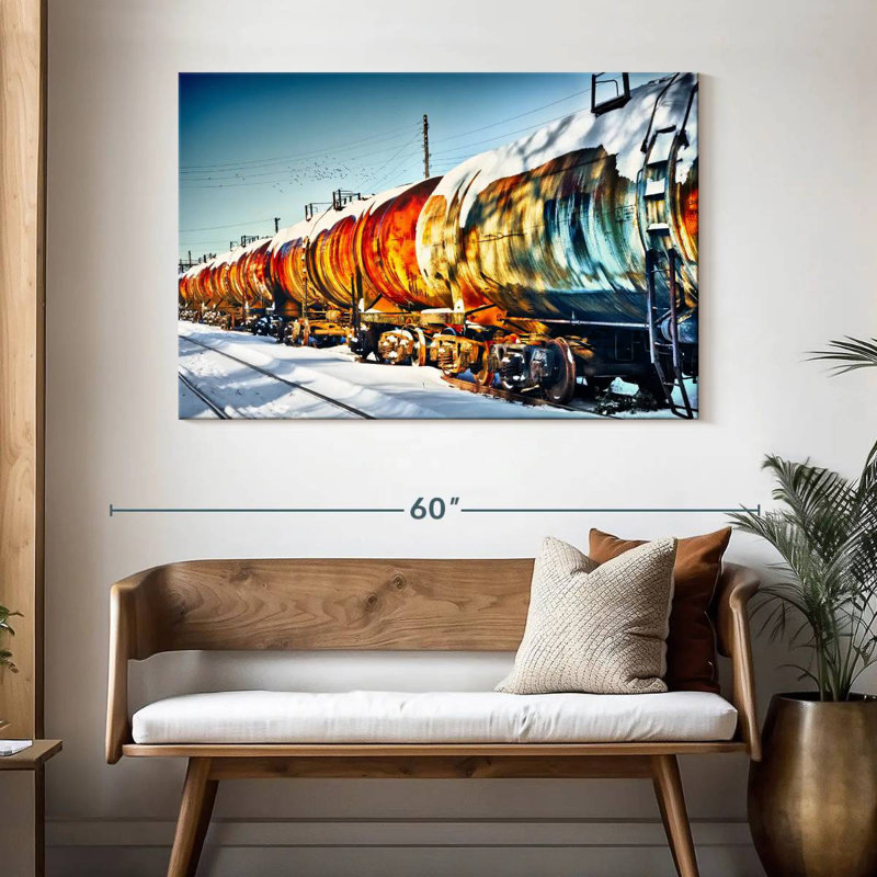 Mehar Snowy Oil Tanker Train, 32" H x 48" W