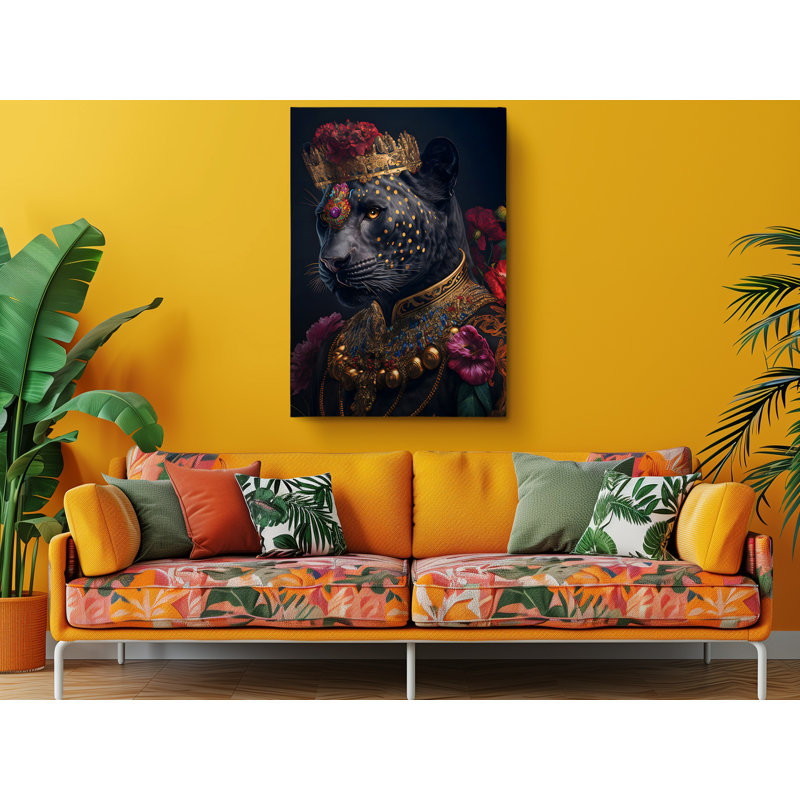 Majesté de la panthère noire sur toile, H 24 po x l 16 po x P 1 po