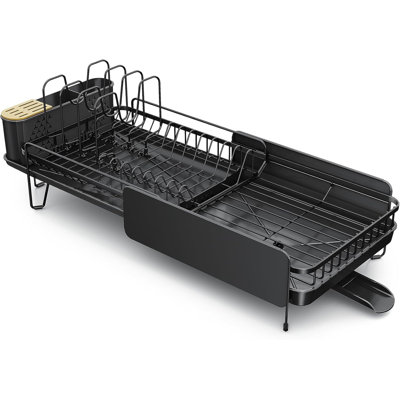 Expandable Stainless Steel Dish Drying Rack With Utensil Holder, Pan & Lid Storage, Large Capacity Countertop Drainer For Organized Kitchen