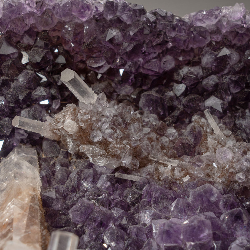 Genuine Amethyst Crystal Cluster with Calcite on Stand from Uruguay (16 Lbs)
