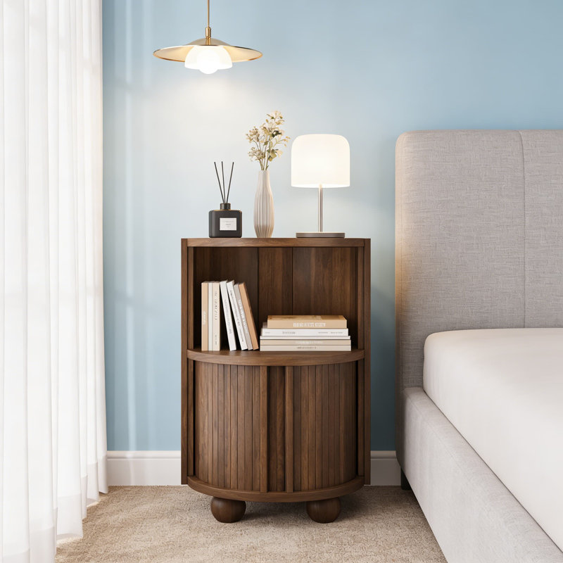 Table de chevet moderne avec portes coulissantes et tablettes de rangement, table de chevet pour la chambre à coucher et le salon