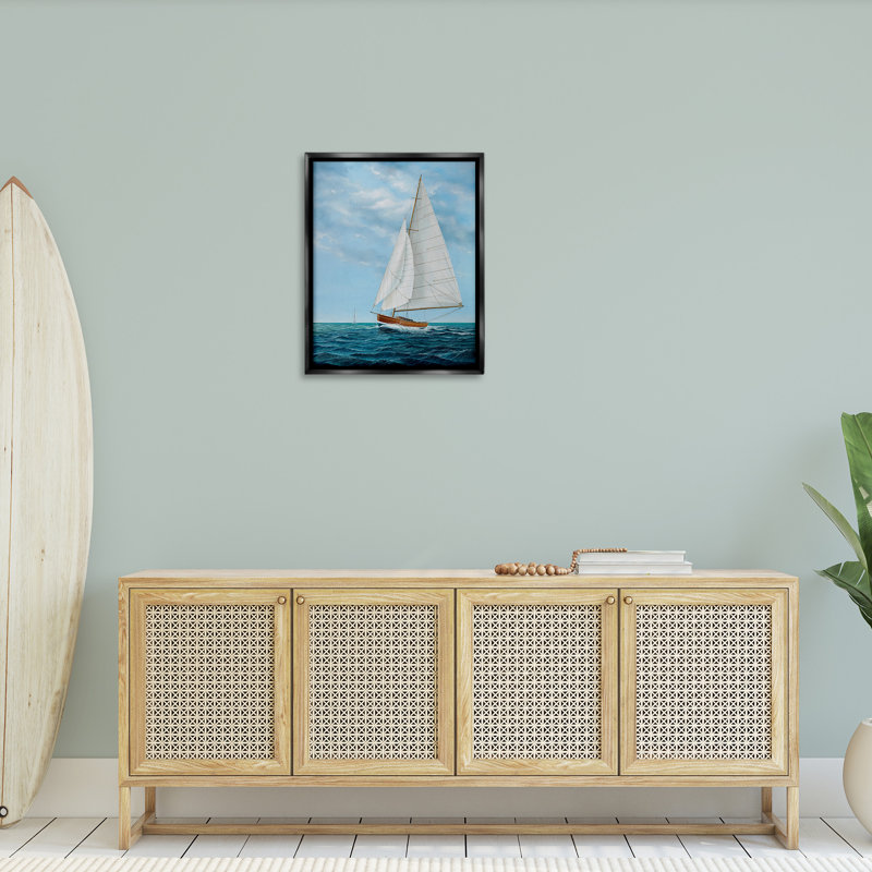 "Vagues nautiques" par Max Maxx sur toile, Cadre flottant noir de jais, H 31 po x l 25 po