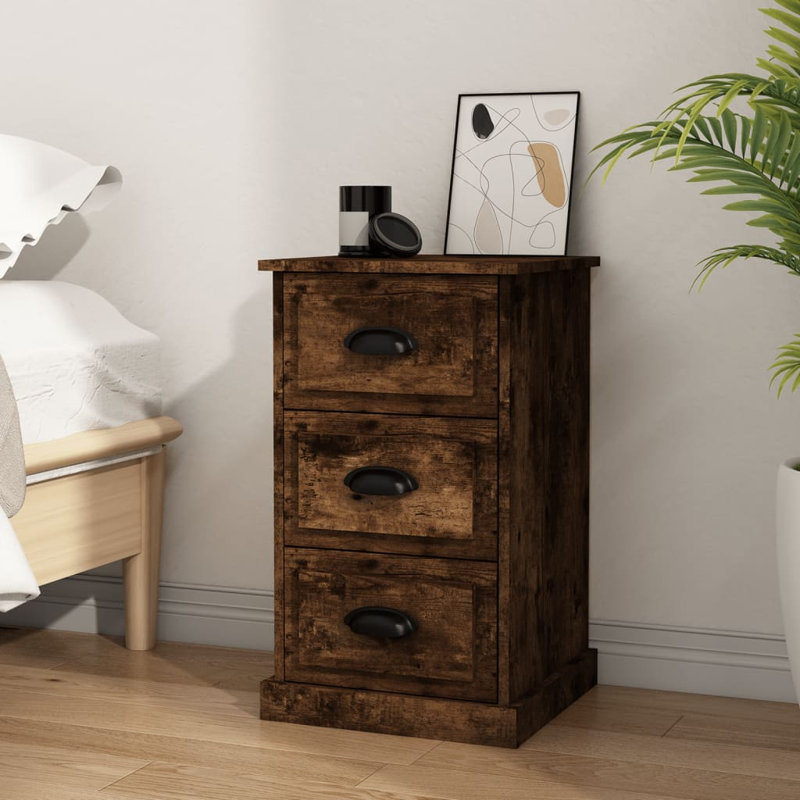 Curci 39cm W Manufactured Wood Bedside Table, Smoked Oak