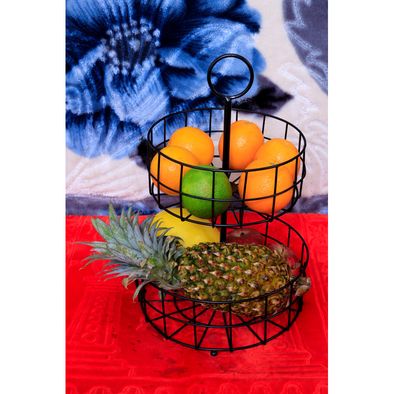 Prep & Savour Carena Metal Fruit Bowl, Black