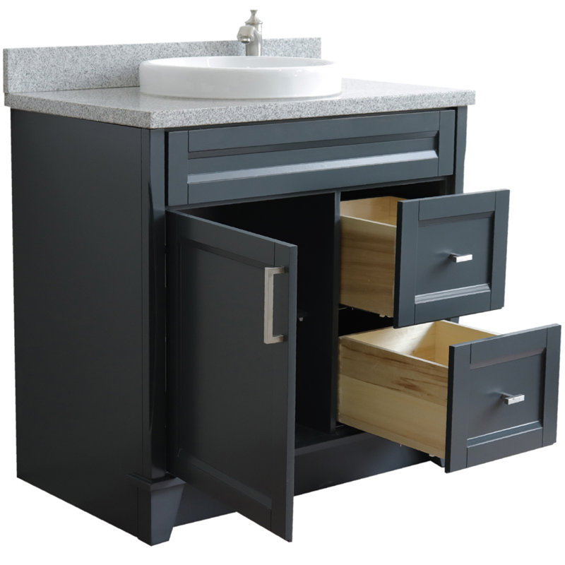 Ensemble de meuble-lavabo simple 37 po Dilsey, Granite, Gris foncé