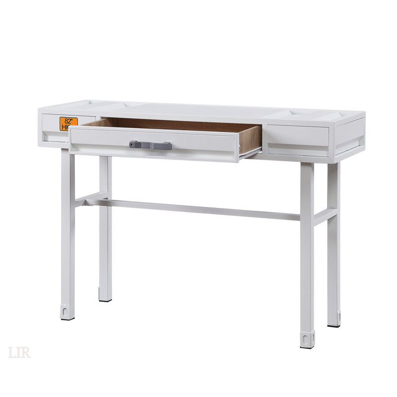 Bureau blanc de style industriel avec tiroir et panneau encastré pour espaces de travail modernes