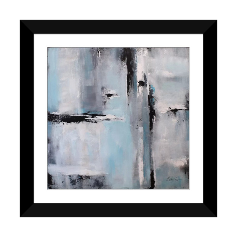 «Rain», reproduction sur toile, H 16 po x l 16 po x P 1 po, Papier beaux-arts encadré noir, Blanc