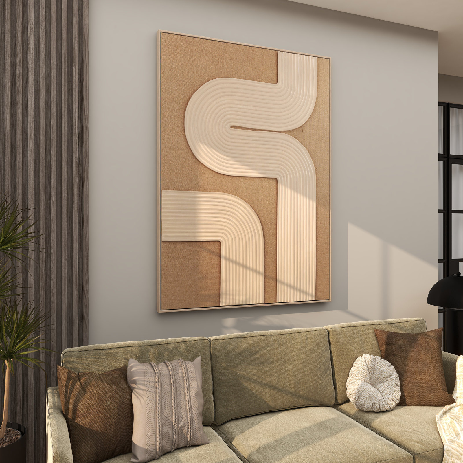 Jorel "Ribbed Curves" Abstract Wall Art