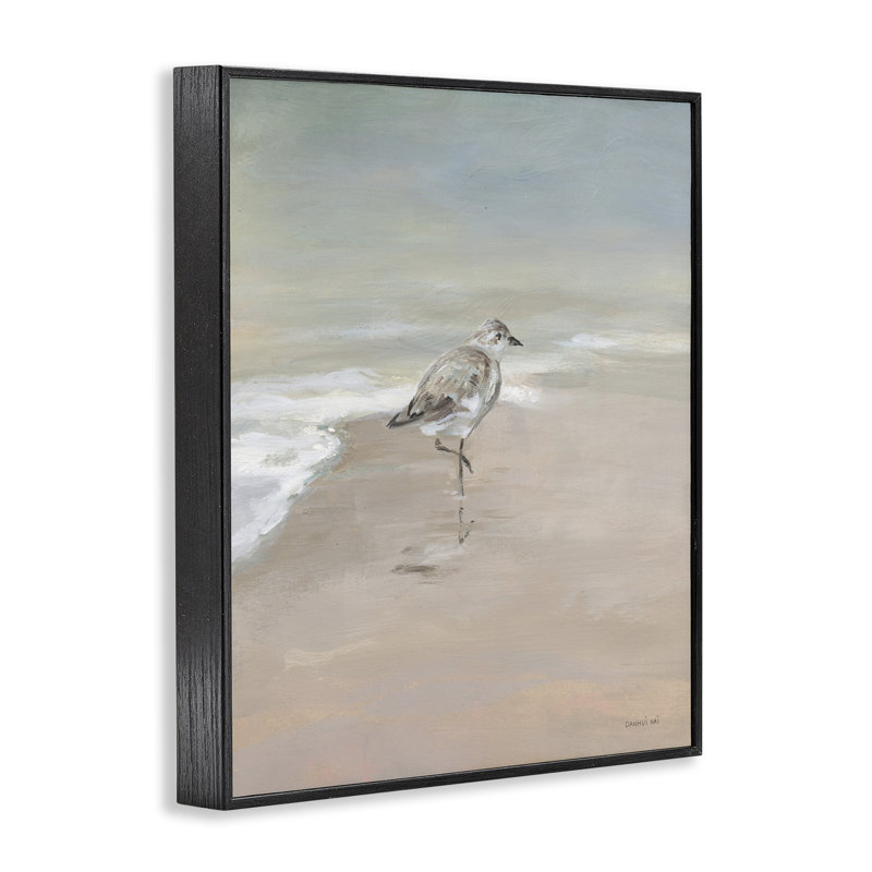 «Sandpiper Nautical Shore Bird», art giclée par Danhui Nai, H 14 po x l 11 po, Giclée encadrée noir minuit