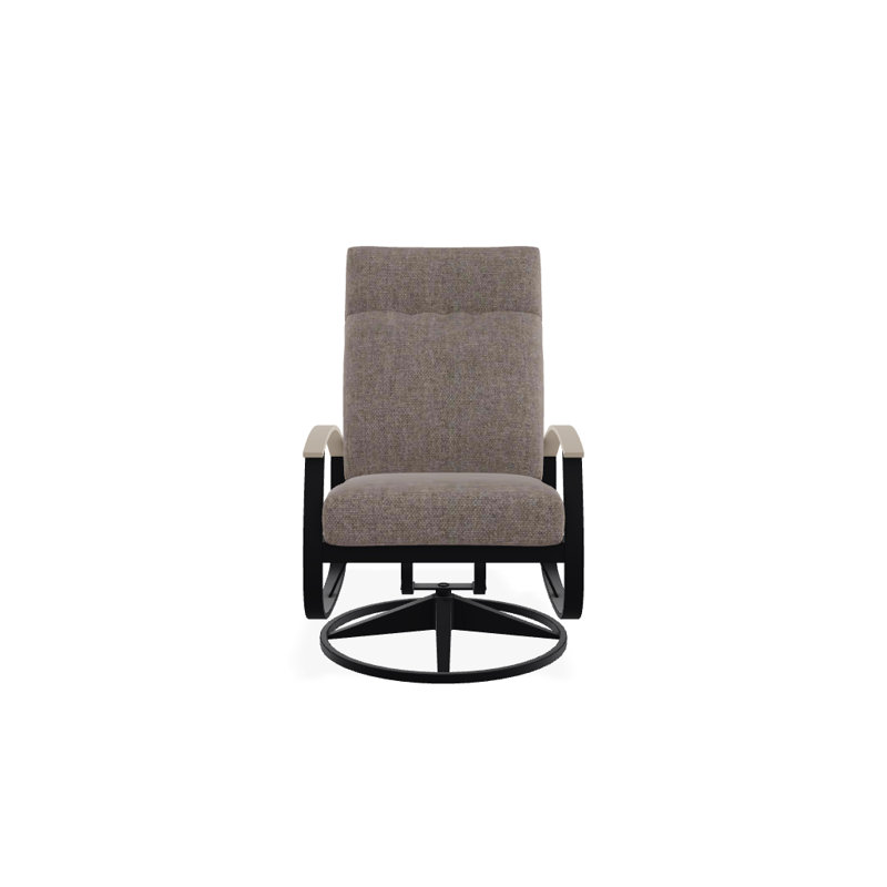 Belle Isle Outdoor Swivel Lounge Chair, Textured Black, Cabana Classic Black Stripe Sunbrella®, Desert P60