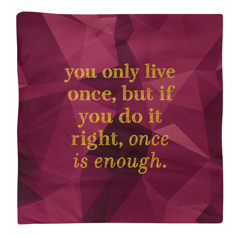 Faux Gemstone You Only Live Once Quote Napkin, Spinel/Gold, 22" L x 22" W, Cotton