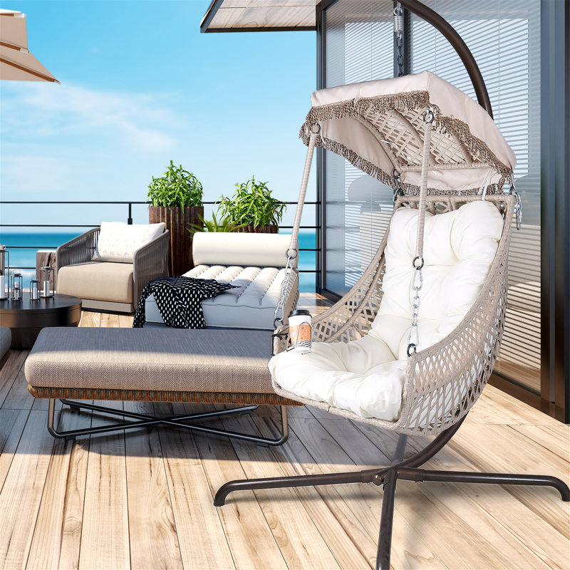 Balancelle avec support et coussin pour l'intérieur et l'extérieur