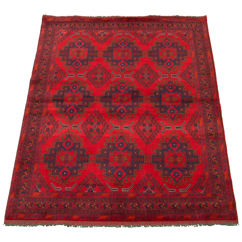 Tapis de la zone en laine rouge 5 pi 1 po x 6 pi 6 po à la main one-of-kind-noué la 2010s esari turque Allaina