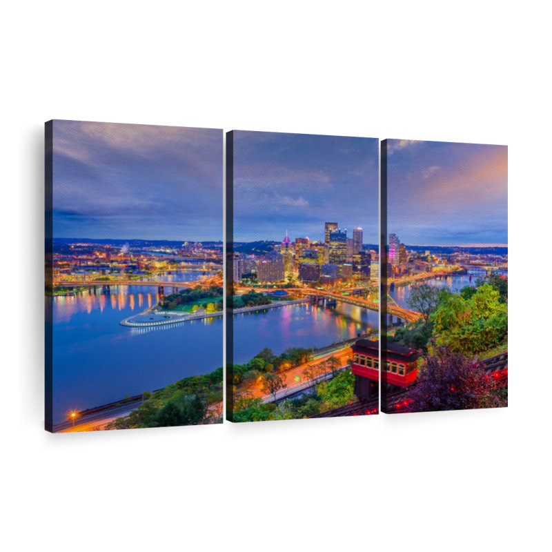 «Evening At Pittsburgh», 3 pièces, H 24 po x l 38 po