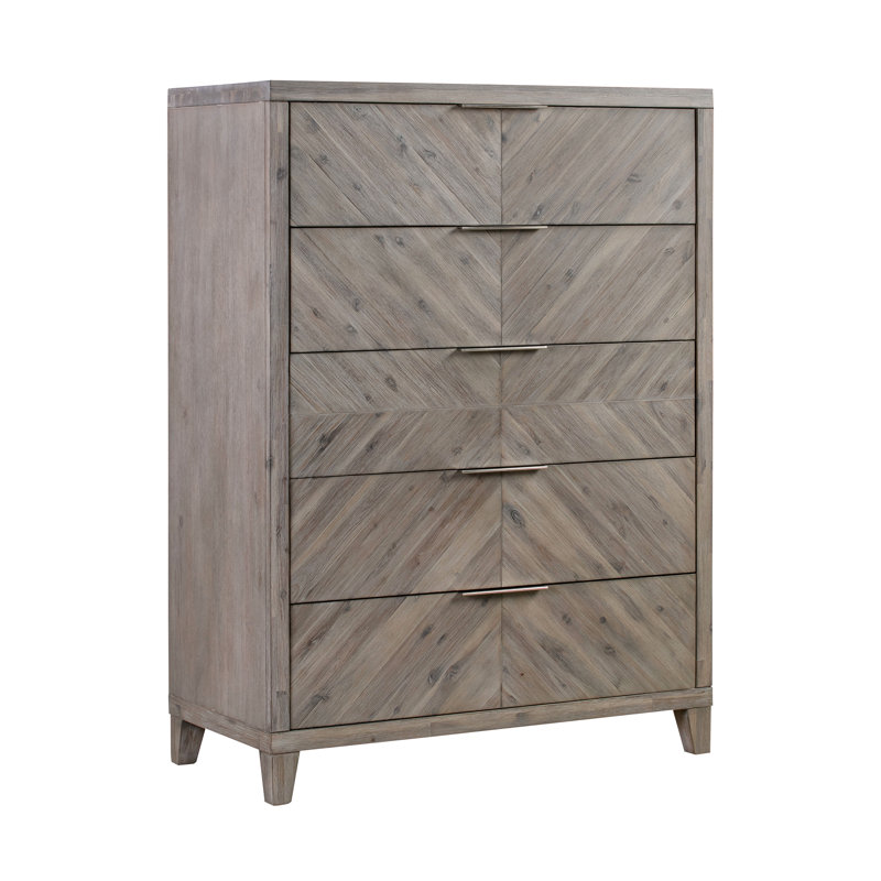 Commode en bois massif 5 tiroirs Tristian
