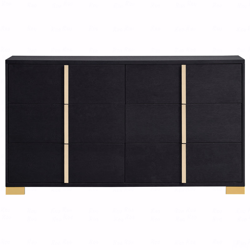Commode 6 tiroirs, Noir