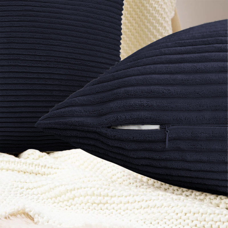 Striped Square Euro Cushion Cover, Navy