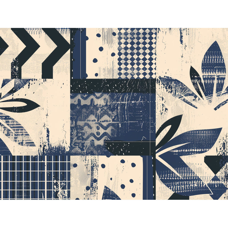 Tapis de bain abstrait à motif floral, Simple - L 24 po x l 17 po