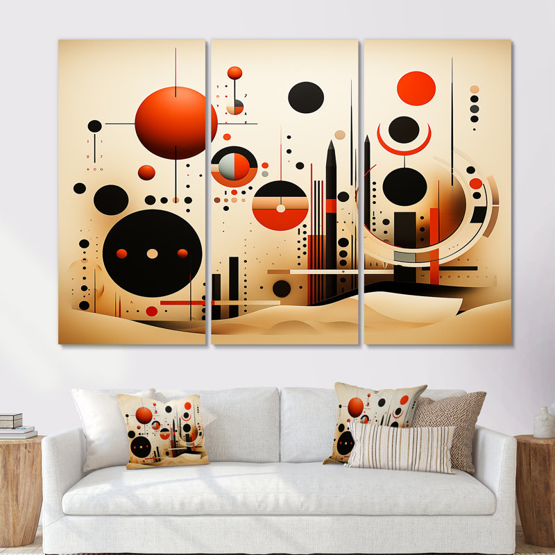 «Echoing Ellipse Beige», art mural géométrique, H 28 po x l 36 po x P 1 po, Toile tendue