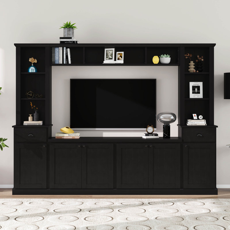 Ensemble de meuble mural 103 po avec pont pour téléviseurs de 75 po ou moins de 103 po, meuble télé avec tablettes réglables et console multimédia