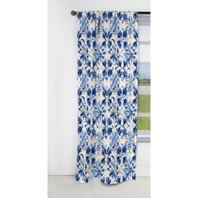 Cobalt Fretwork Ii Victorian Pattern I - Damask Curtain - Blackout Damask Curtain - 1 Panels