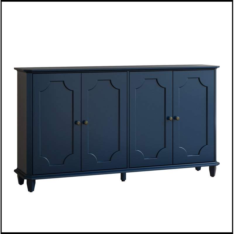 Buffet avec 4 portes courbées décoratives, Bleu