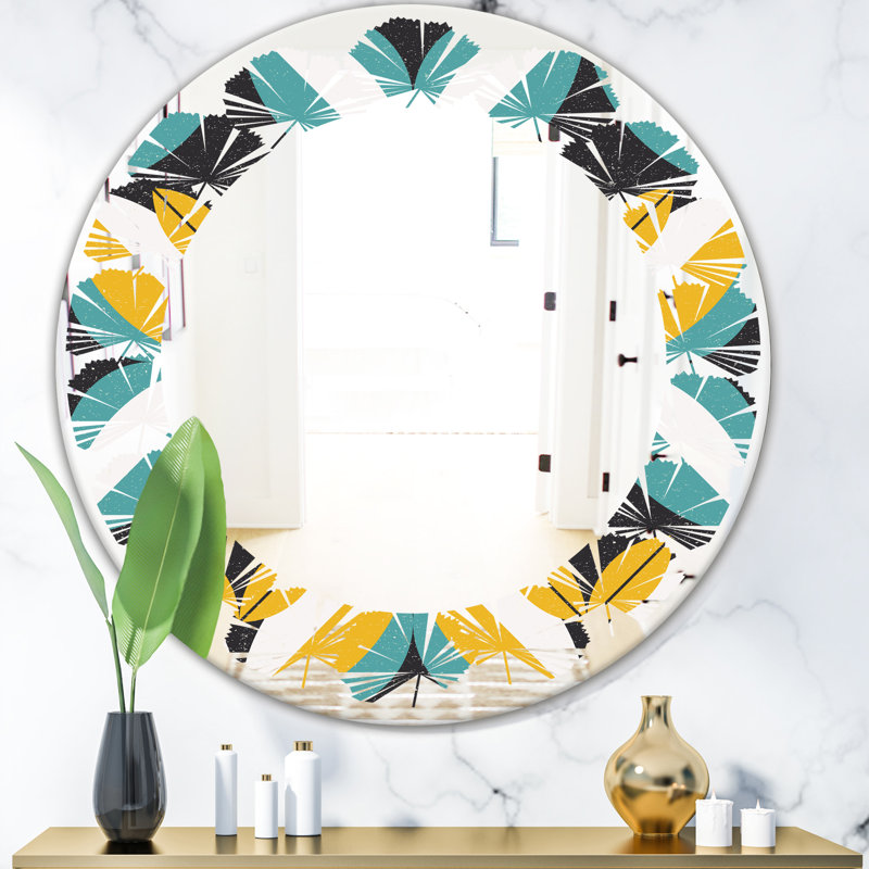 Miroir mural Moss Agate, H 24 po x l 24 po, Abstract Marbled Background Leaves"