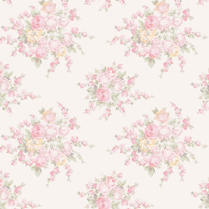  Papier peint sarcelle Arthur Rose Blossom, Rose