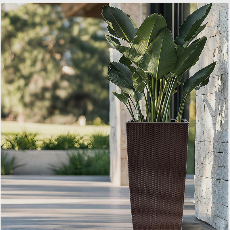 30 in Tall Large Flower Pots Planter with Self-Watering Drainage Holes&Inner Trays Indoor Outdoor Plant Pot with Drain Holes, Water Level Monitor, Inner Bucket for Garden, Patio, Porch, Backyard,Brown