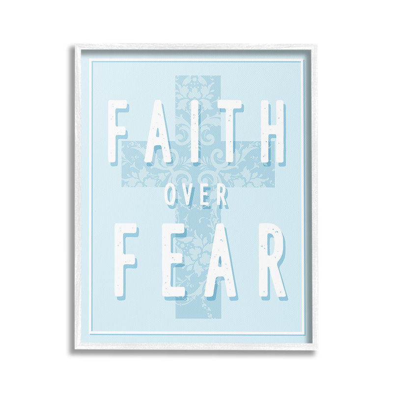 "Blue Faith Over Fear" par Lil 'Rue sur toile, Blanc, H 20 po x l 16 po