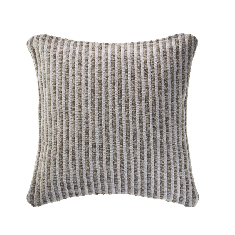 Housse de coussin décoratif à rayures 100% coton, Beige, polyester