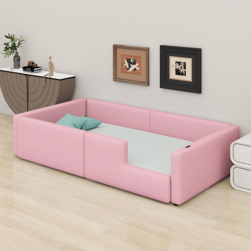 Base de lit plateforme avec station de charge intégrée, Rose