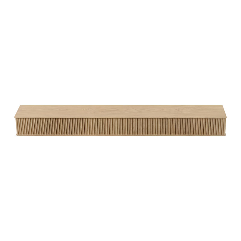 Modern Ember Monti Fireplace Wood Mantel Shelf with Fluted “Reed” Details in Whitewash, 60", Blonde