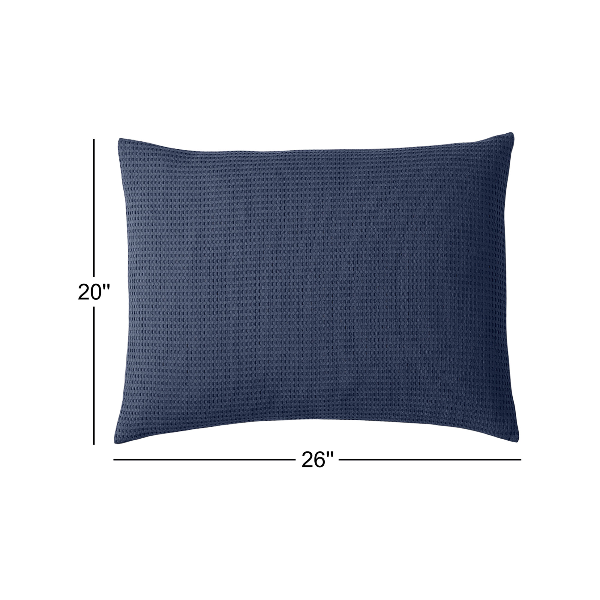 Felix Cotton Waffle Sham Set, Standard, Midnight Navy