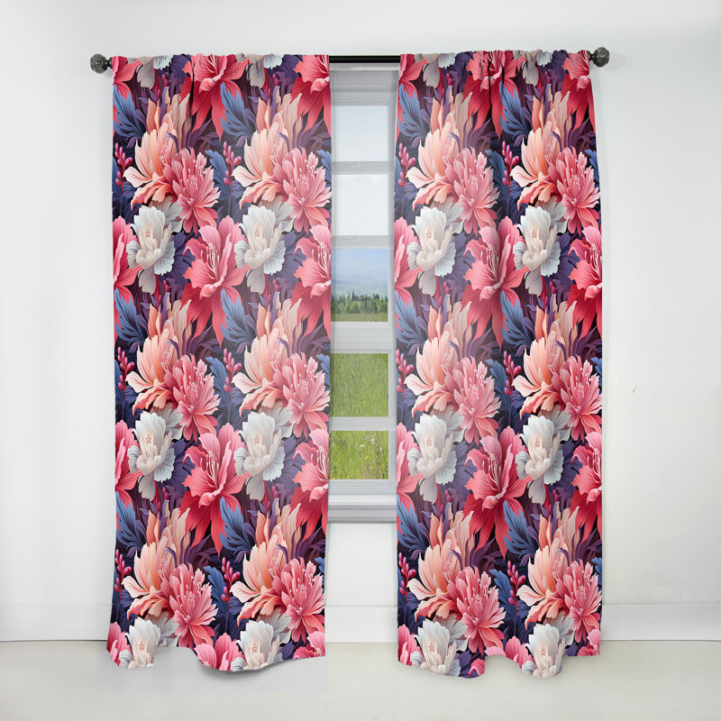 Corail Mirage Vii motif tropical I - Rideau tropical - Velours obscurcissant - 1 panneau, L 52 po x L 95 po