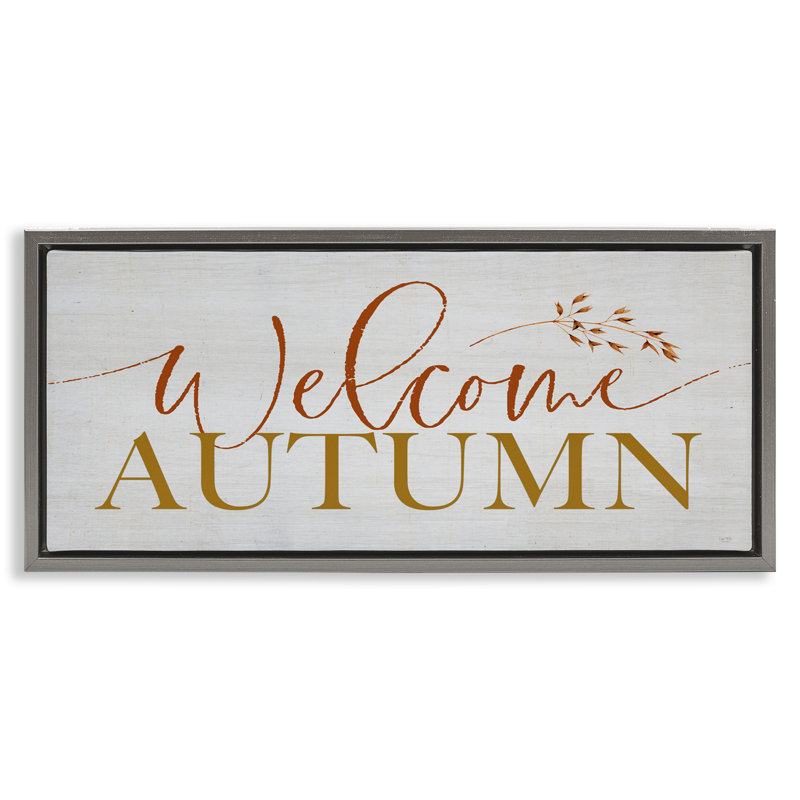 Cadre flottant Invitation Welcome Autumn, conception de Lux + Me Designs, H 11 po x l 25 po, Cadre flottant gris lustré