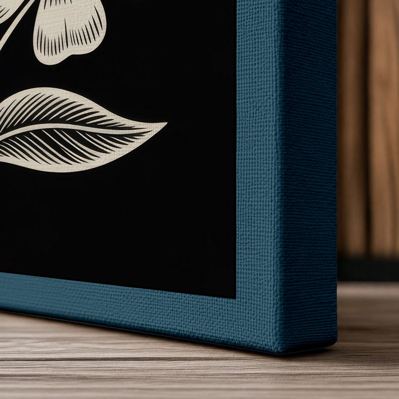Daisy Stem Study Botanical - Wrapped Canvas, 18x12 - 45.7 x 30.5 cm, Teal Border