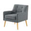 Chaise d'appoint 24,41 po moderne en lin gris foncé avec structure en bois massif